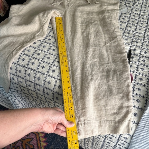 Chicos Size 3 16R Belted Linen Crop Pants Beige Tan Lightweight Breathable Beach - Picture 12 of 12